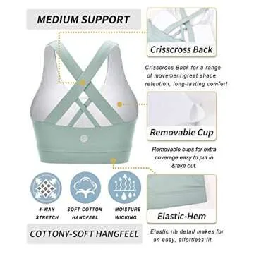 RUNNING GIRL Sports Bra for Women, Criss-Cross Back Padded Strappy Sports Bras Medium Support Yoga Bra with Removable Cups