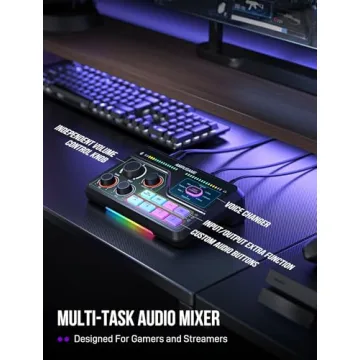 Fifine Gaming Audio Mixer SC8 - XLR Preamp, Voice Changer & 7.1 Surround Sound