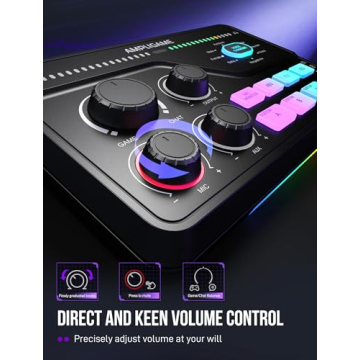 Fifine Gaming Audio Mixer SC8 with XLR and RGB Features