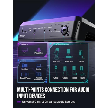 Fifine Gaming Audio Mixer SC8 with XLR and RGB Features