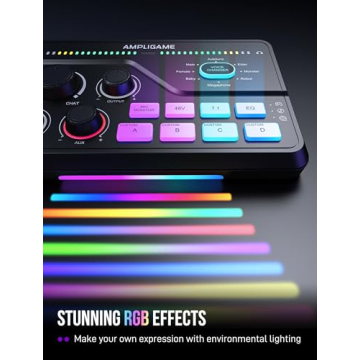 Fifine Gaming Audio Mixer SC8 with XLR and RGB Features