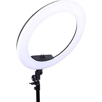 Dracast Halo Bi-Color LED180 | 18" Dimmable LED Video Ring Light Kit| Bi-Color 3200K-5600K | Remote Control | Zoom Video Conference Lighting, YouTube, Live Stream