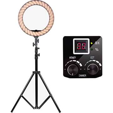 Dracast Halo Bi-Color LED180 | 18" Dimmable LED Video Ring Light Kit| Bi-Color 3200K-5600K | Remote Control | Zoom Video Conference Lighting, YouTube, Live Stream