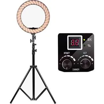 Dracast Halo Bi-Color LED180 | 18" Dimmable LED Video Ring Light Kit| Bi-Color 3200K-5600K | Remote Control | Zoom Video Conference Lighting, YouTube, Live Stream