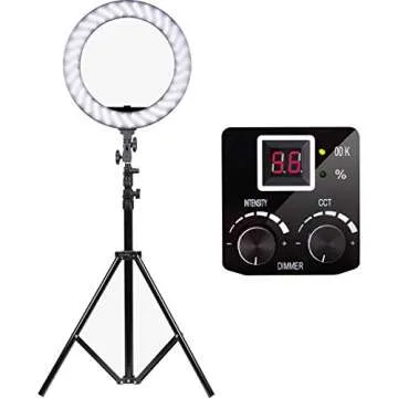 Dracast Halo Bi-Color LED180 | 18" Dimmable LED Video Ring Light Kit| Bi-Color 3200K-5600K | Remote Control | Zoom Video Conference Lighting, YouTube, Live Stream
