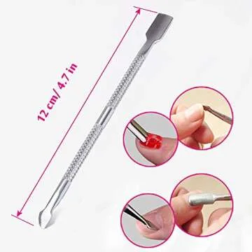 MIILYE Nail Remover Foil Wraps for Acrylic/UV/Gel Polish Soak-off Removal, with Pre-attached Lint Free Pad, Pack of 200 Wraps + 1x Stainless Steel Nail Manicure Remover Scraper Cuticle Pusher Kit