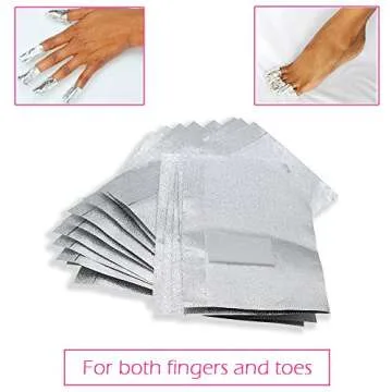 MIILYE Nail Remover Foil Wraps for Acrylic/UV/Gel Polish Soak-off Removal, with Pre-attached Lint Free Pad, Pack of 200 Wraps + 1x Stainless Steel Nail Manicure Remover Scraper Cuticle Pusher Kit