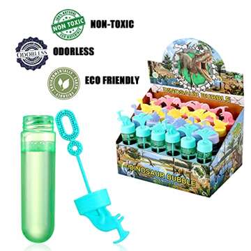 24 Pcs Dinosaur Bubble Wands,Mini Bubble Wands Party Favors for Themed Birthday,Outdoors Activity,Summer Party,Easter,Bubble Blower Toy for Boys Girls and Kids