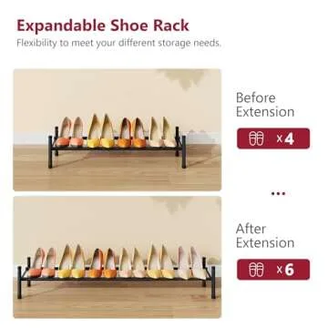 Tajsoon Expandable Shoe Rack for Closet 1 Tier, 28“-41“Adjustable & Stackable Shoe Shelf Storage...