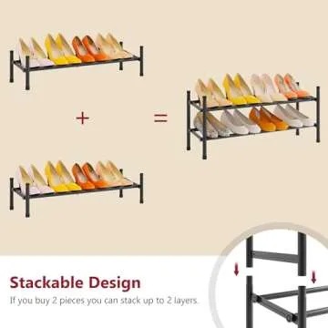 Tajsoon Expandable Shoe Rack - Adjustable & Stackable
