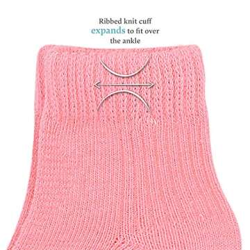 Fruit of the Loom Baby 14-Pack Grow & Fit Flex Zones Cotton Stretch Socks - Unisex, Girls, Boys (0-6 Months, Pink)