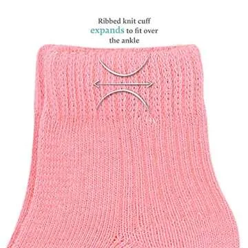 Fruit of the Loom Baby 14-Pack Grow & Fit Flex Zones Cotton Stretch Socks - Unisex, Girls, Boys (0-6 Months, Pink)
