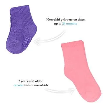 Fruit of the Loom Baby 14-Pack Grow & Fit Flex Zones Cotton Stretch Socks - Unisex, Girls, Boys (0-6 Months, Pink)