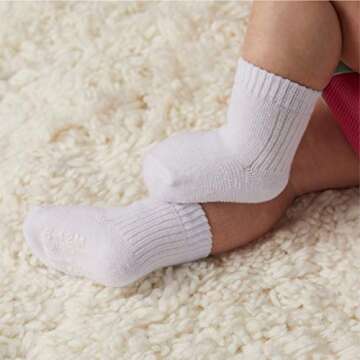 Fruit of the Loom Baby 14-Pack Grow & Fit Flex Zones Cotton Stretch Socks - Unisex, Girls, Boys (0-6 Months, Pink)