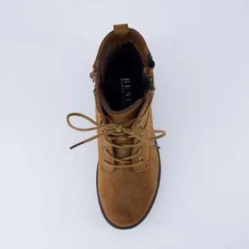 Dunes Women's Combat Lace Up Heeled Boots in Tan