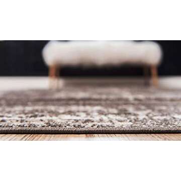 Unique Loom Sofia Collection Area Rug - Casino (7' 1" x 10' Rectangle, Brown/ Ivory)