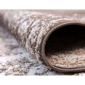 Unique Loom Sofia Collection Area Rug - Casino (7' 1" x 10' Rectangle, Brown/ Ivory)