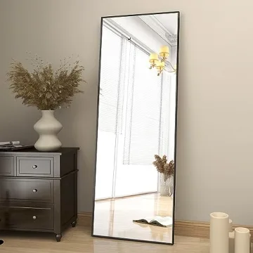 BEAUTYPEAK Full Length Mirror 64"x21" Nano Glass, Standing Rectangle Floor Mirrors Body Dressing Wall-Mounted Mirror for Living Room, Bedroom, Black