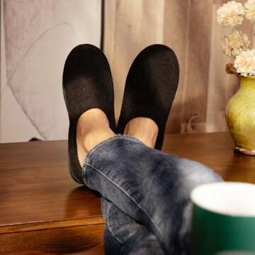 VeraCosy Men's Moccasin Slippers Comfy Soft Durable Slip-on Indoor Memory Foam House Shoes Matt Blac...