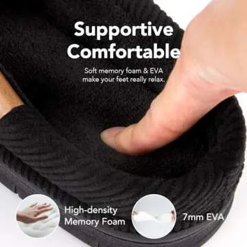 VeraCosy Men's Moccasin Slippers Comfy Soft Durable Slip-on Indoor Memory Foam House Shoes Matt Black,7-8 US