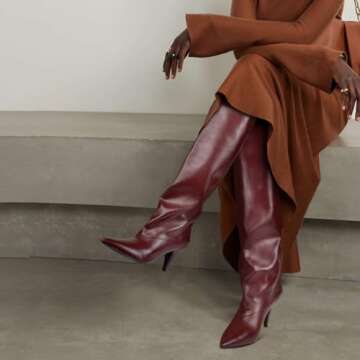 MIRAAZZURRA Women's Burgundy Knee High Slouchy Boots