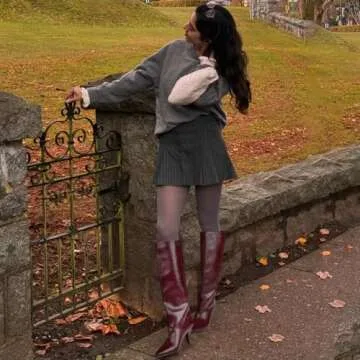 MIRAAZZURRA Women's Burgundy Knee High Slouchy Boots