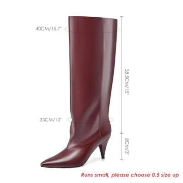 MIRAAZZURRA Women's Burgundy Knee High Slouchy Boots