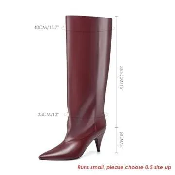 MIRAAZZURRA Women's Burgundy Knee High Slouchy Boots