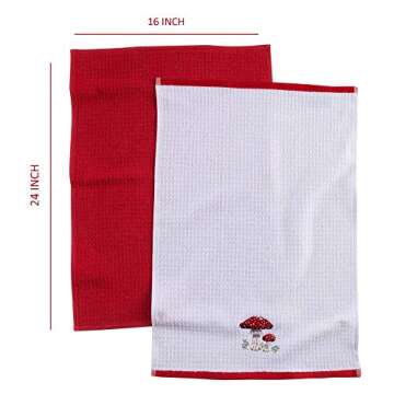 Hiera Home Kitchen Towels - Ultra Soft Cotton and Super Absorbent Dish Towels for Kitchen, Large Kitchen Towel 24x16 Inches, Natural Cotton Dish Towels Pack of 2 (Mushroom)