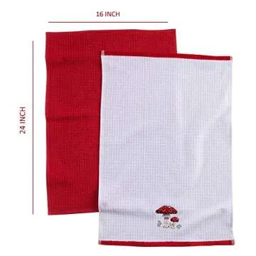 Hiera Home Kitchen Towels - Ultra Soft Cotton and Super Absorbent Dish Towels for Kitchen, Large Kitchen Towel 24x16 Inches, Natural Cotton Dish Towels Pack of 2 (Mushroom)