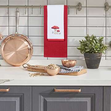 Hiera Home Kitchen Towels - Ultra Soft Cotton and Super Absorbent Dish Towels for Kitchen, Large Kitchen Towel 24x16 Inches, Natural Cotton Dish Towels Pack of 2 (Mushroom)