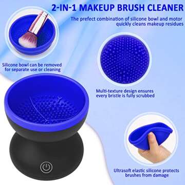 Catcan Electric Makeup Brush Cleaner- Make Up Brush Cleaner Machine for Portable Automatic USB Cosmetic Brush Cleaner Tools, Brush Cleaner Spinner for All Size Beauty Makeup Brushes