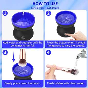 Catcan Electric Makeup Brush Cleaner- Make Up Brush Cleaner Machine for Portable Automatic USB Cosmetic Brush Cleaner Tools, Brush Cleaner Spinner for All Size Beauty Makeup Brushes