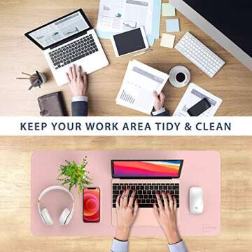 AFRITEE Desk Pad Protector Mat - Dual Side PU Leather Desk Mat Large Mouse Pad Waterproof Desk Organ...