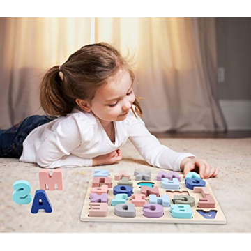 GEMEM Large Wooden Alphabet Number Puzzles for Toddlers