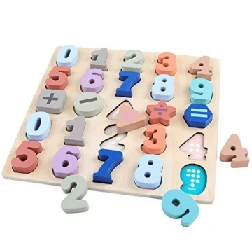 GEMEM Large Wooden Alphabet Number Puzzles for Toddlers