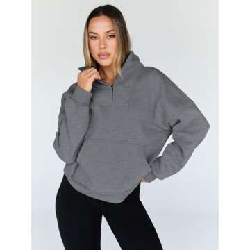Trendy Queen Sweatshirts Quarter Half Zip Pullover Oversized Hoodies Sweaters Comfy Fall Outfits 202...