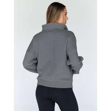 Trendy Queen Sweatshirts Quarter Half Zip Pullover Oversized Hoodies Sweaters Comfy Fall Outfits 2025 Y2K Winter Clothes DarkGrey S