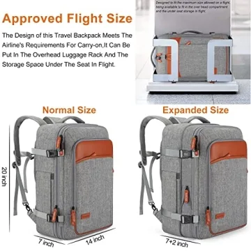 Lumesner 40L Travel Backpack - Expandable Carry-On Bag