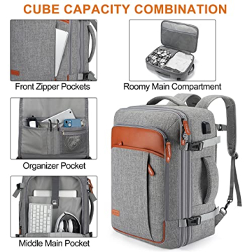 Lumesner 40L Travel Backpack - Expandable Carry-On Bag