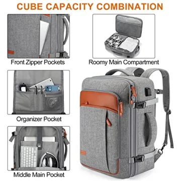 Lumesner 40L Travel Backpack - Expandable Carry-On Bag