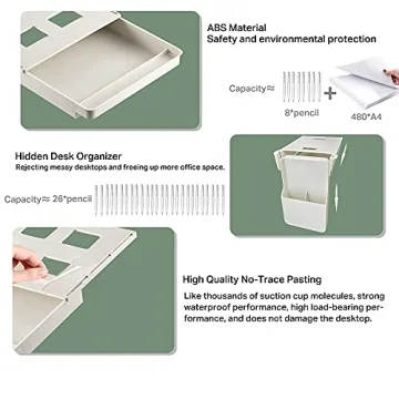 Navtcow Under Desk Drawer Storage Organizer - 2 Pack (Large and Small) Beige - (Please Note Drawer Size/No Lip Under Desktop)