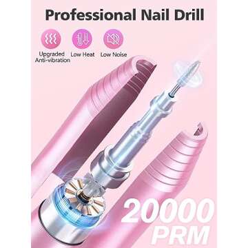 Asalle USB Nail Drill, Electric Nail Drill Machine for Acrylic Gel Nails Professional Efile Nail Dri...