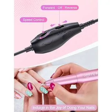 Asalle USB Nail Drill, Electric Nail Drill Machine for Acrylic Gel Nails Professional Efile Nail Drill Kit Electric Nail File for Nail Technicians Manicure Pedicure Salon and Home Use