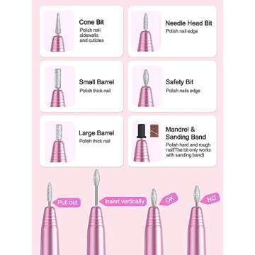 Asalle USB Nail Drill, Electric Nail Drill Machine for Acrylic Gel Nails Professional Efile Nail Drill Kit Electric Nail File for Nail Technicians Manicure Pedicure Salon and Home Use