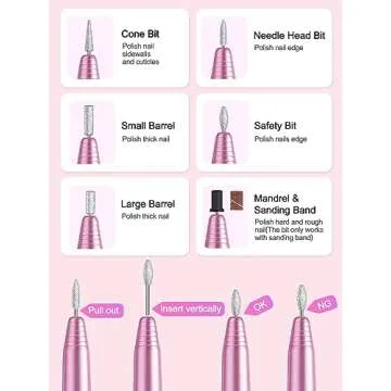 Asalle USB Nail Drill, Electric Nail Drill Machine for Acrylic Gel Nails Professional Efile Nail Drill Kit Electric Nail File for Nail Technicians Manicure Pedicure Salon and Home Use
