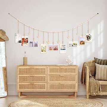 KLOGTSIND Photo Display with Clips - Boho Wall Decor