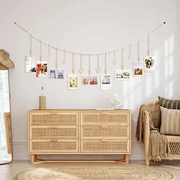 KLOGTSIND Photo Display with Clips - Boho Wall Decor