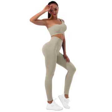 Sportneer Women's Ribbed Seamless Workout Set