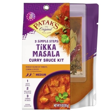 Patak's Tikka Masala Curry Sauce Kit - Authentic Indian 3 Step Flavor